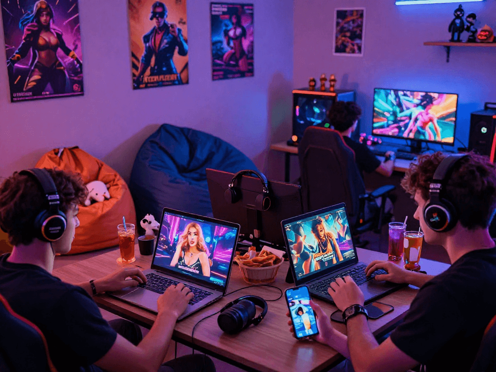 Enjoy engaging porngame sessions with diverse gamers on various devices.