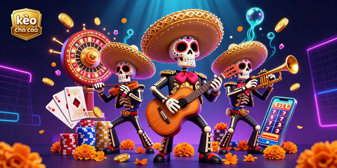 Win exciting prizes with kèo nhà cái in this vibrant 3D casino illustration featuring a mariachi band.