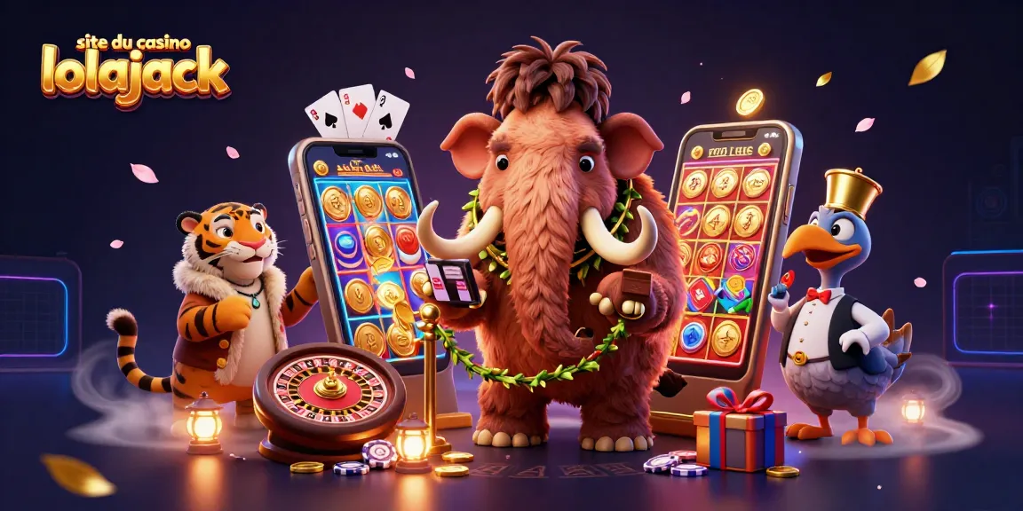 Experience the vibrant gaming scene at site du casino lolajack with dynamic characters and colorful casino elements.