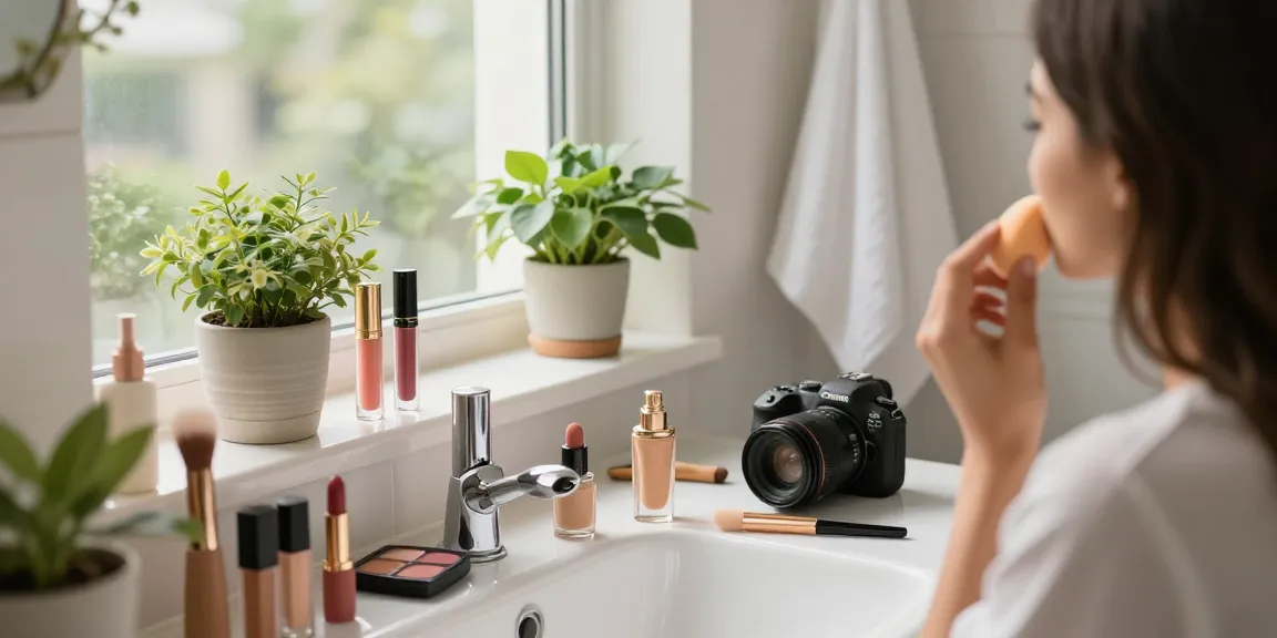 Makeup wholesale essentials displayed in a modern bathroom setting for everyday beauty.
