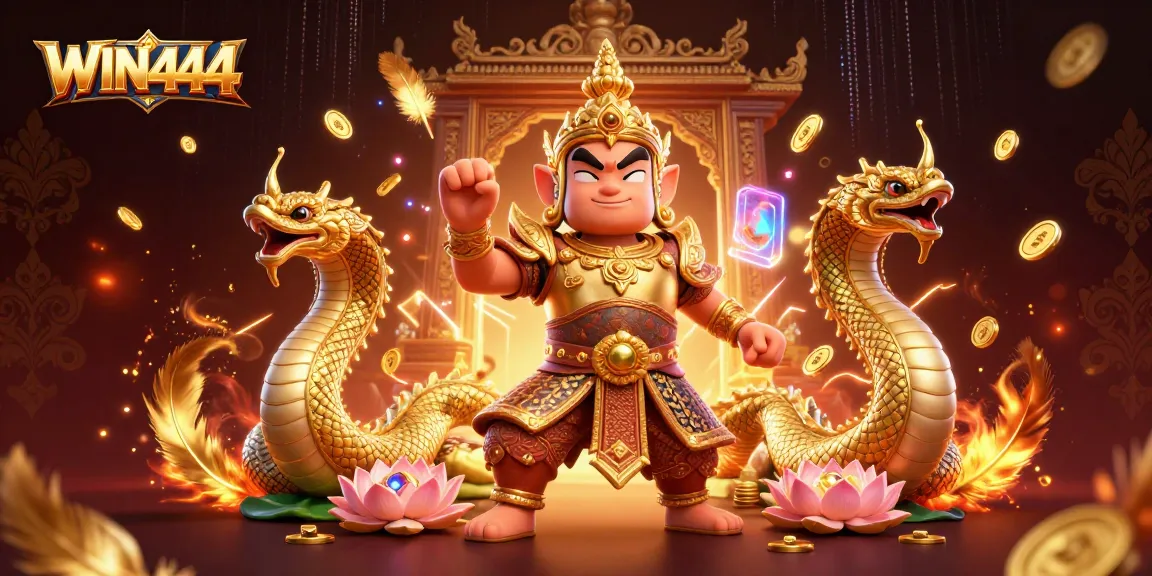 Engage with the exhilarating WIN444 experience featuring vibrant 3D characters in a richly detailed casino-themed scene.