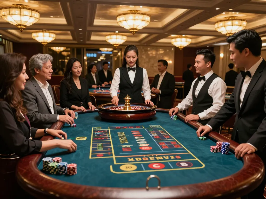 Experience the excitement of u888 com with engaged players at an upscale roulette table, capturing the thrill of casino gaming.