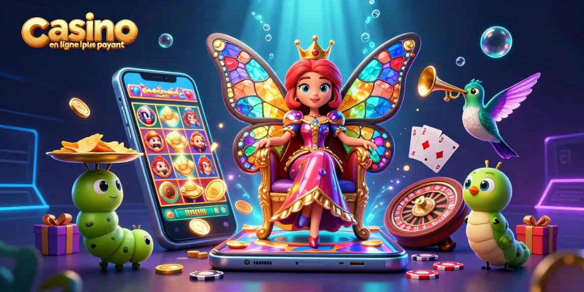 Jouez aux machines à sous au casino en ligne le plus payant avec la reine papillon et ses éléments luxueux.