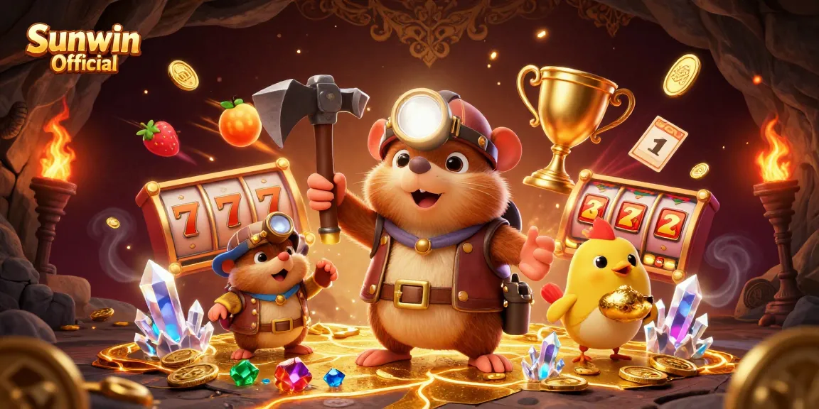 Engage in thrilling gaming with Sunwin Official as the treasure hunter mole discovers riches in a casino setting.