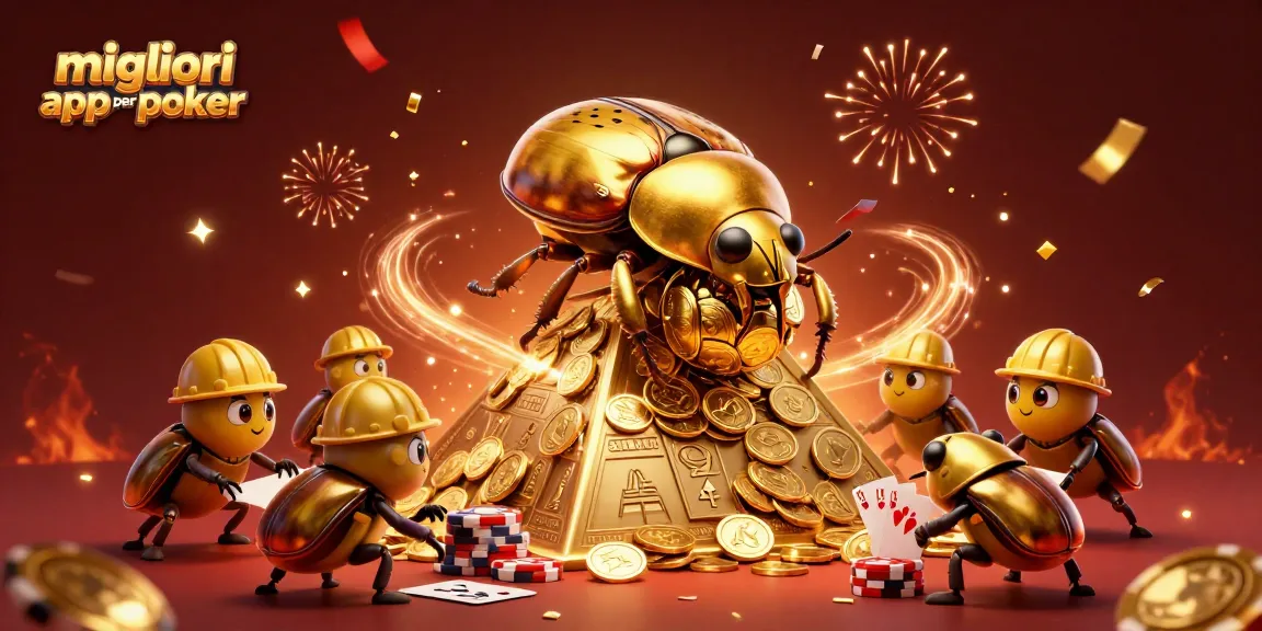 Gioca con le migliori app per poker e vinci: festeggiamenti e simboli del casinò.
