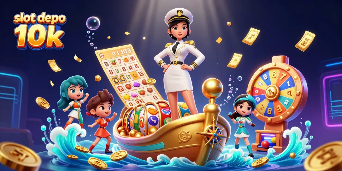 Experience thrilling gameplay with slot depo 10k as dynamic slot reels and jackpots sparkle in a rich casino scene
