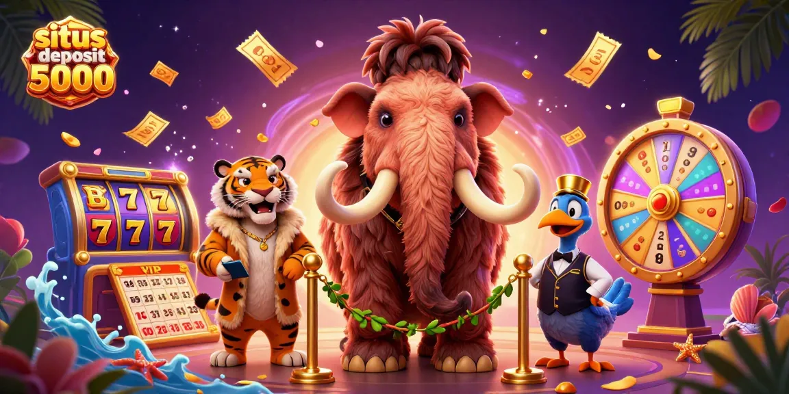 Experience excitement with situs deposit 5000 as a vibrant casino scene filled with slot machines and dynamic game elements.