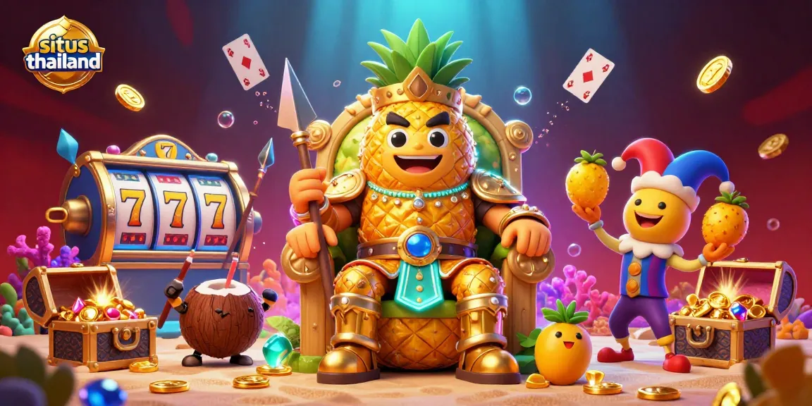 Sparking excitement at situs thailand, where the golden pineapple king reigns amidst lively slot games and treasure!