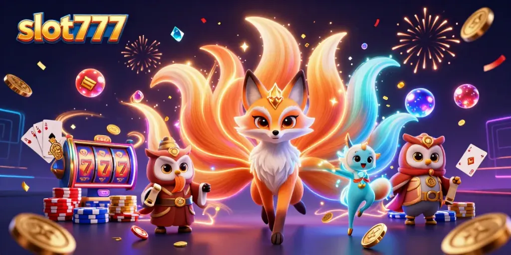 Menyenangkan saat bermain slot777 dengan banyak harta dan simbol berkilau di sekelilingnya.