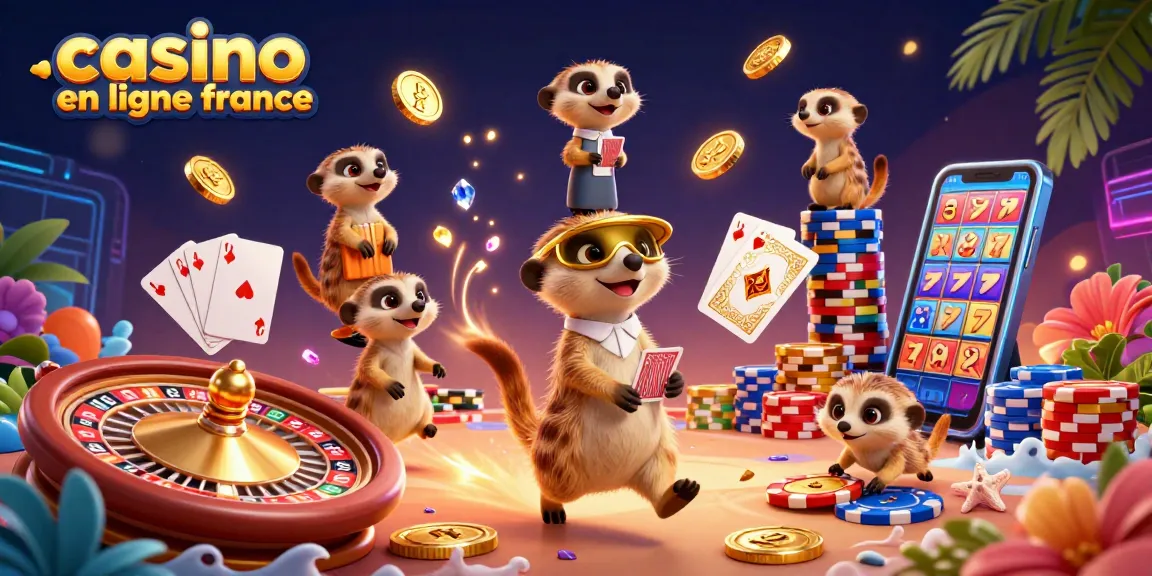 Découvrez l'univers dynamique du casino en ligne France avec des suricates qui organisent un grand jeu.