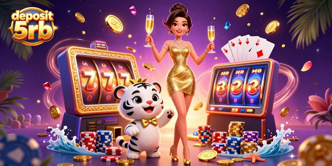 Play with slot machines and deposit 5rb for exciting wins in this vibrant casino scene