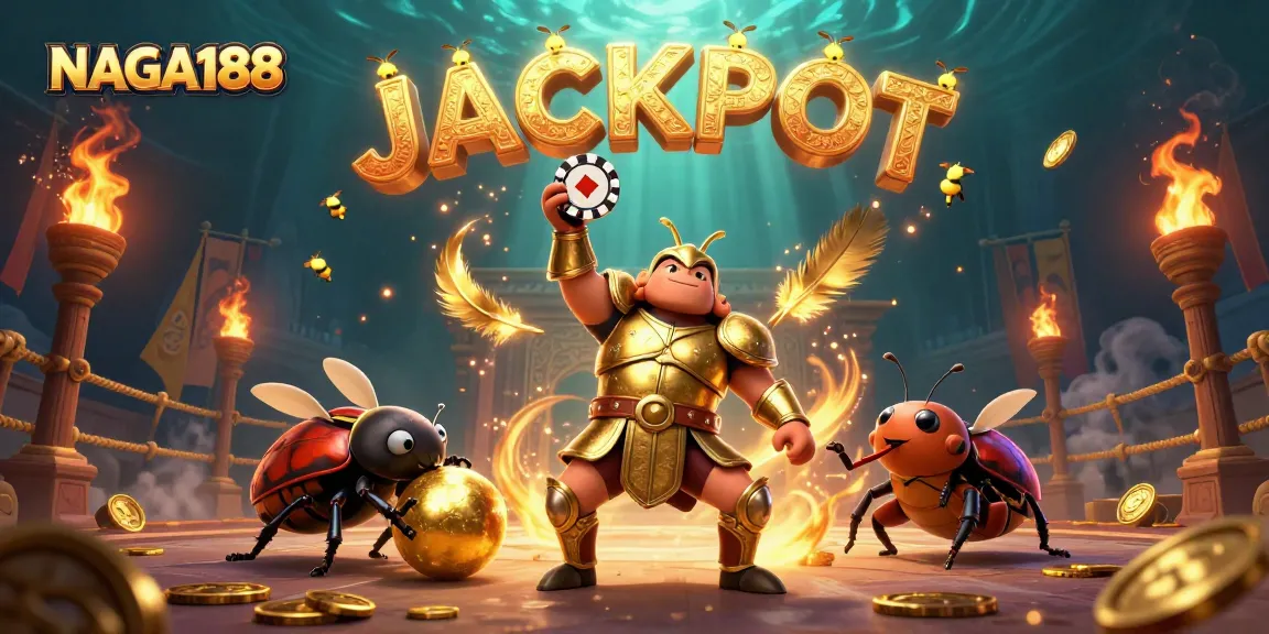 NAGA188 menampilkan karakter unik dalam petualangan kasino, chip poker, dan cahaya memukau.