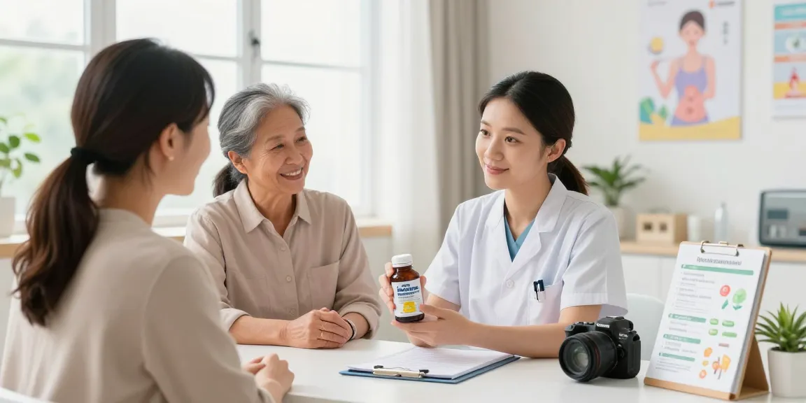 Patient receiving 雅培怡腎康 nutritional drink from caring healthcare professional in a warm clinic setting.