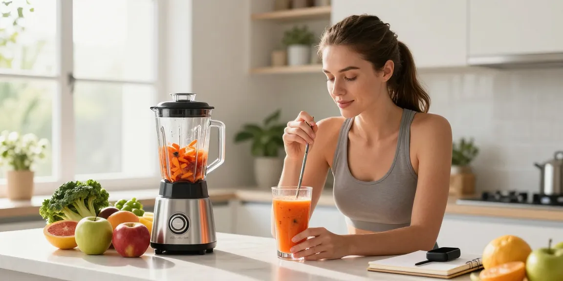 Delicious smoothie made with premium astaxanthin prepared in a bright, inviting kitchen.