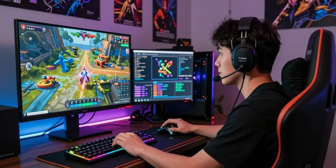 https://rokok88.us player immersed in online gaming adventure with RGB keyboard and vibrant game interface.