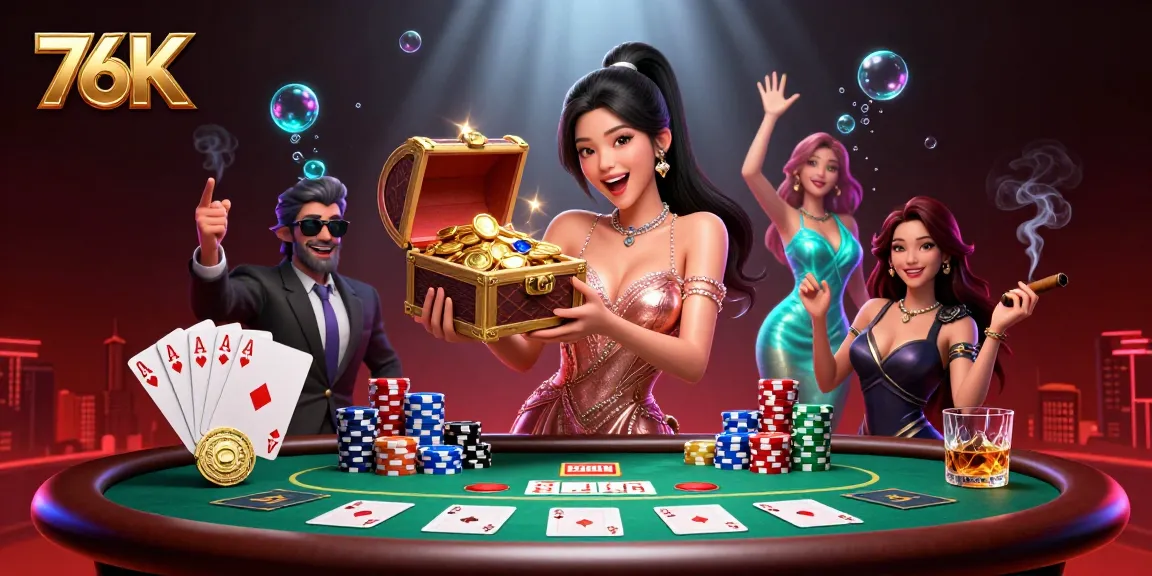 Experience thrilling wins at 76K with a stunning treasure chest filled with coins and gems.