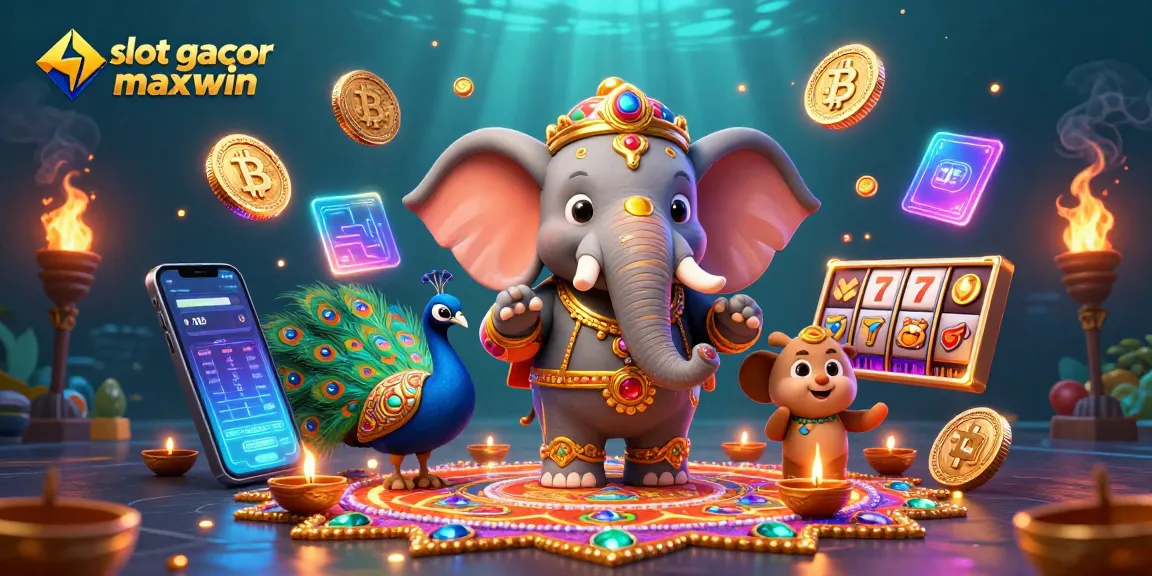 Play slot gacor maxwin with thrilling features and vibrant illustrations in an energetic casino scene.