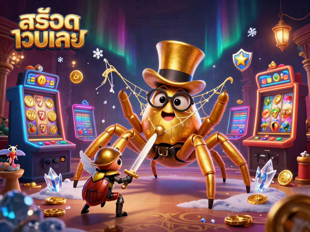 Engage in exciting gameplay at สล็อตเว็บตรง with a colorful casino scene featuring animated characters.