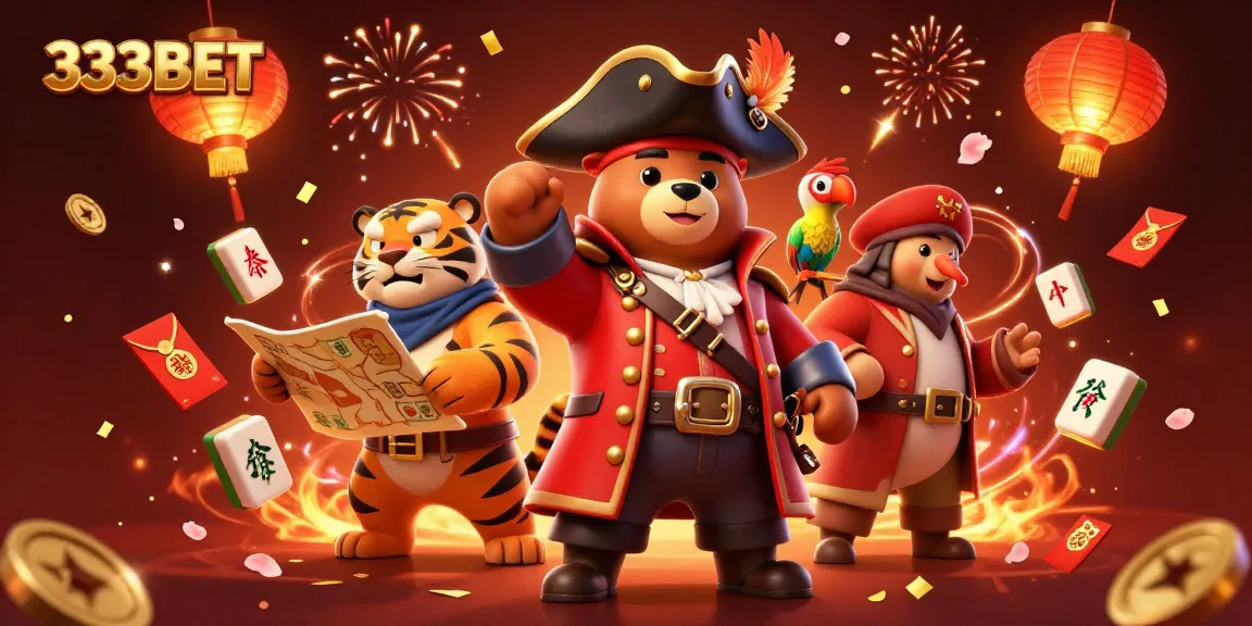 Experience thrilling adventures with 333BET’s vibrant pirate-themed casino illustration.