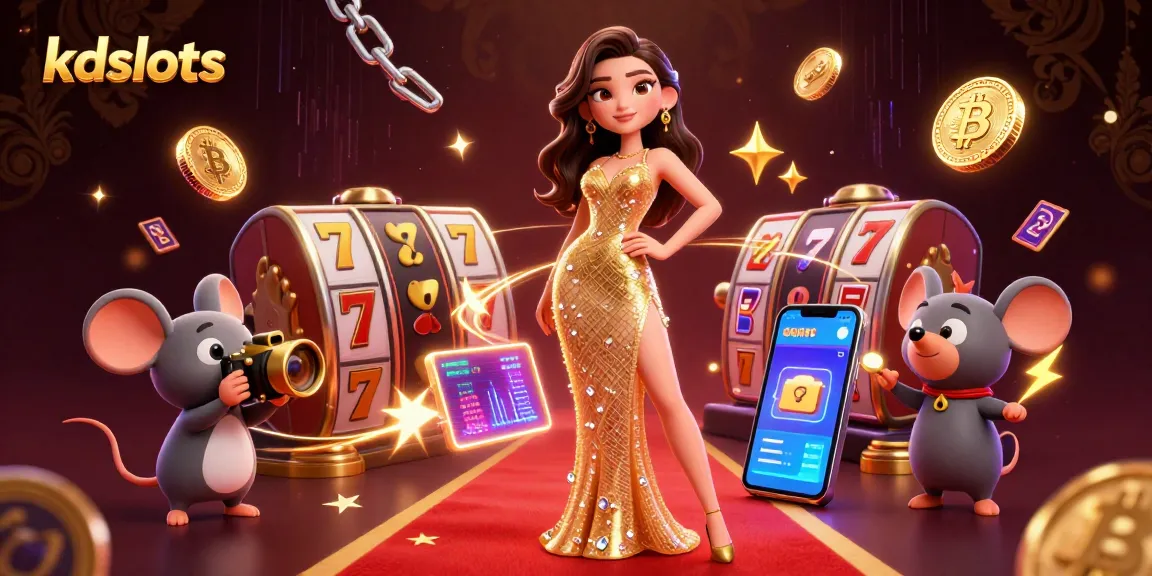 Experience the action of kdslots with vibrant scenes of slot games and crypto excitement.