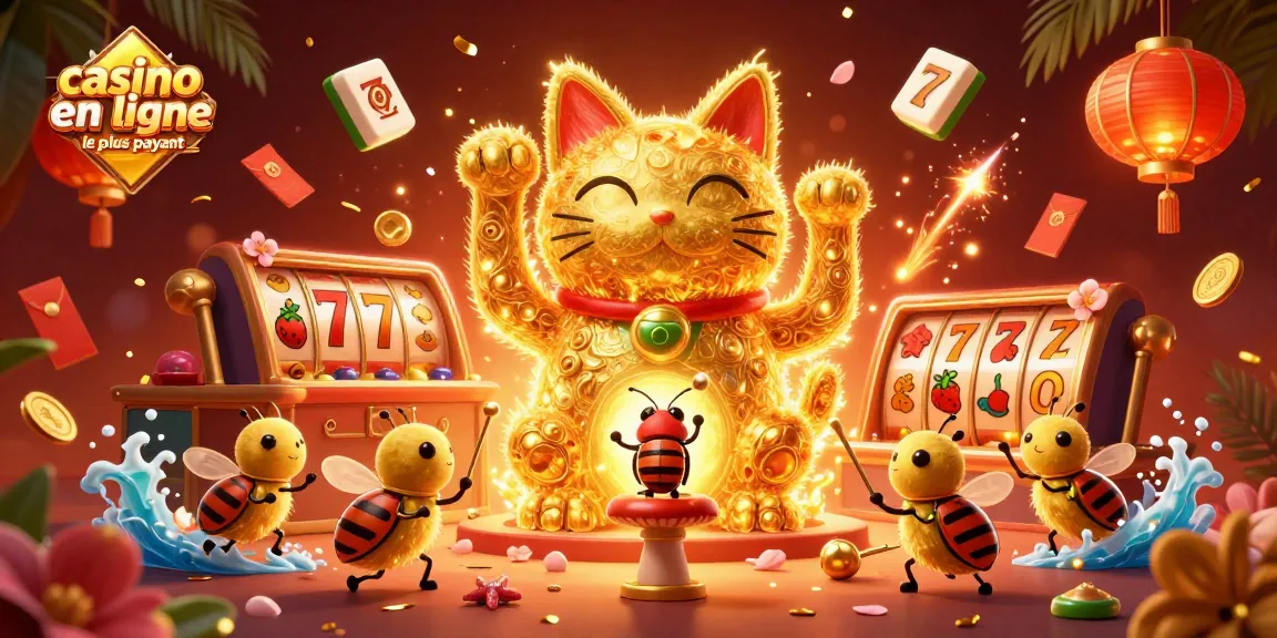 Profitez des gains au casino en ligne le plus payant avec cette illustration vibrante représentant un chat porte-bonheur.