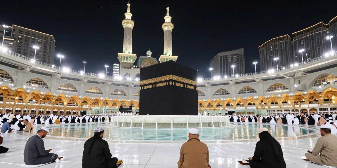 "Umroh Ramadan pilgrims at the Kaaba in Mecca, an unforgettable travel experience for devotion and spirituality."