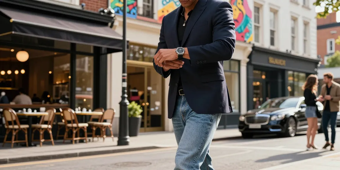 Individual showcasing a sophisticated super clone watch in an urban setting, blending style and luxury.
