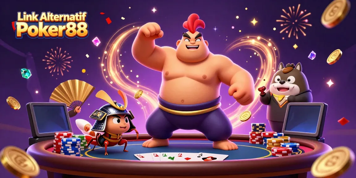 Experience the excitement of poker with Link Alternatif Poker88 in this dynamic 3D illustration.