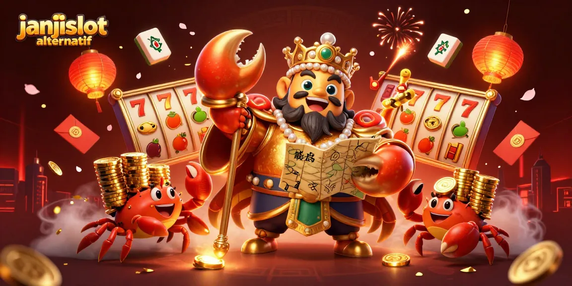 Experience the excitement of janjislot alternatif with a vibrant 3D illustration showcasing dynamic gaming elements and characters.