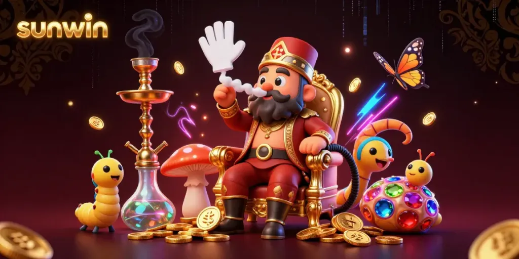 Engaging sunwin casino illustration featuring dynamic characters and vibrant gambling elements.