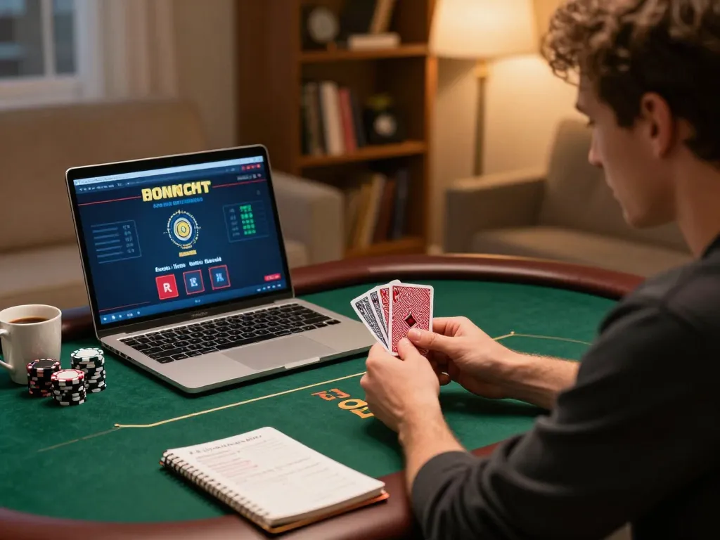 KIM999 player strategizing during intense online poker session with focused attitude.