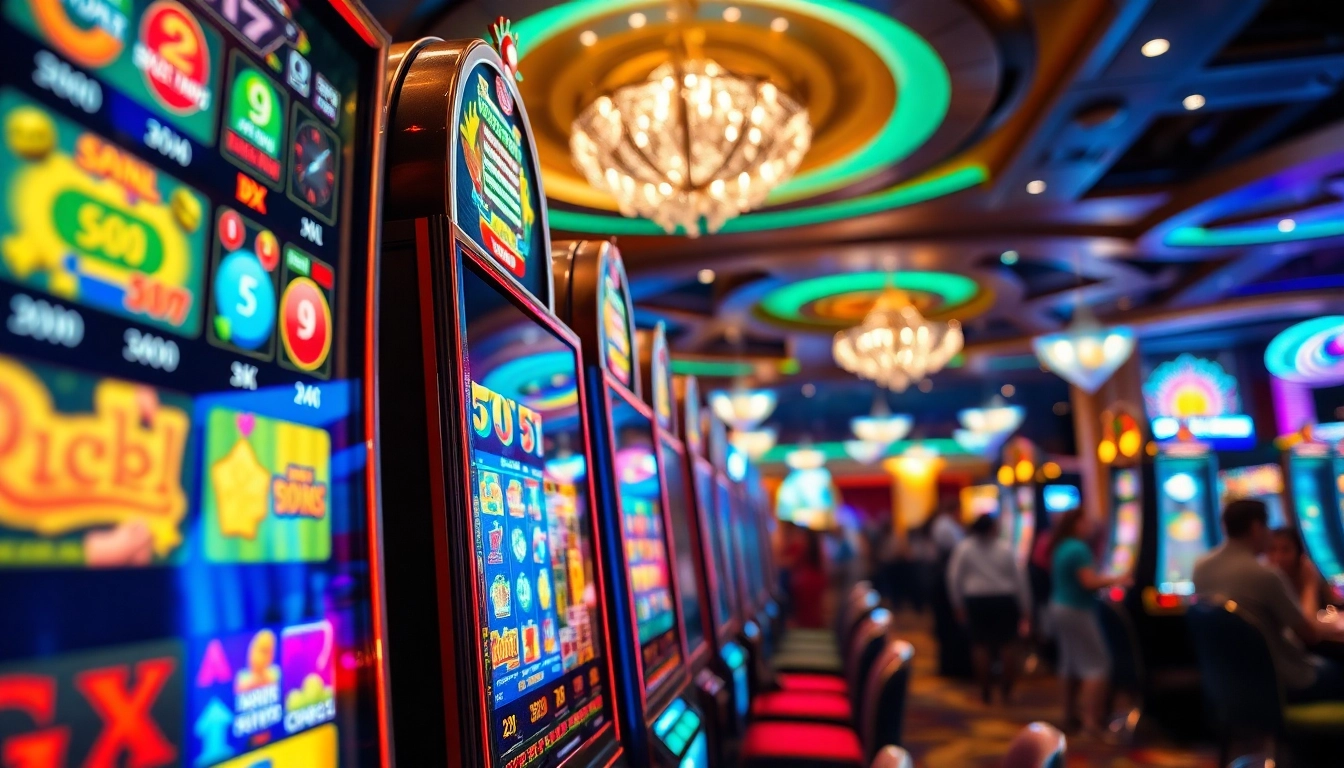 Experience the thrill of as38 situs slot online within a vibrant casino atmosphere, showcasing engaging slot machines and excited players.