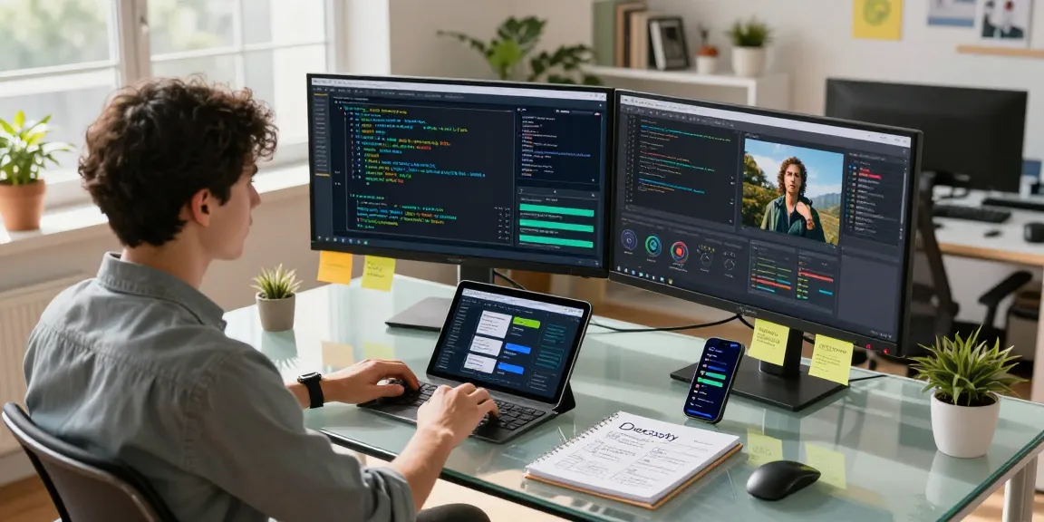 Detect AI image analysis in a modern workspace with monitors showing data algorithms and effective moderation strategies.