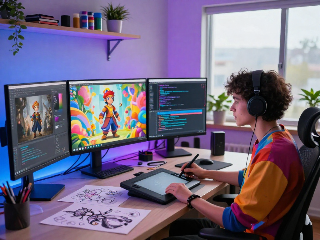 Explore character AI nsfw innovations in vibrant studio filled with art and technology.