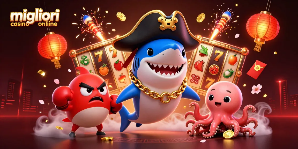 Scopri i migliori casino online con fortuna, slot e premi in un'illustrazione vivace e dettagliata.