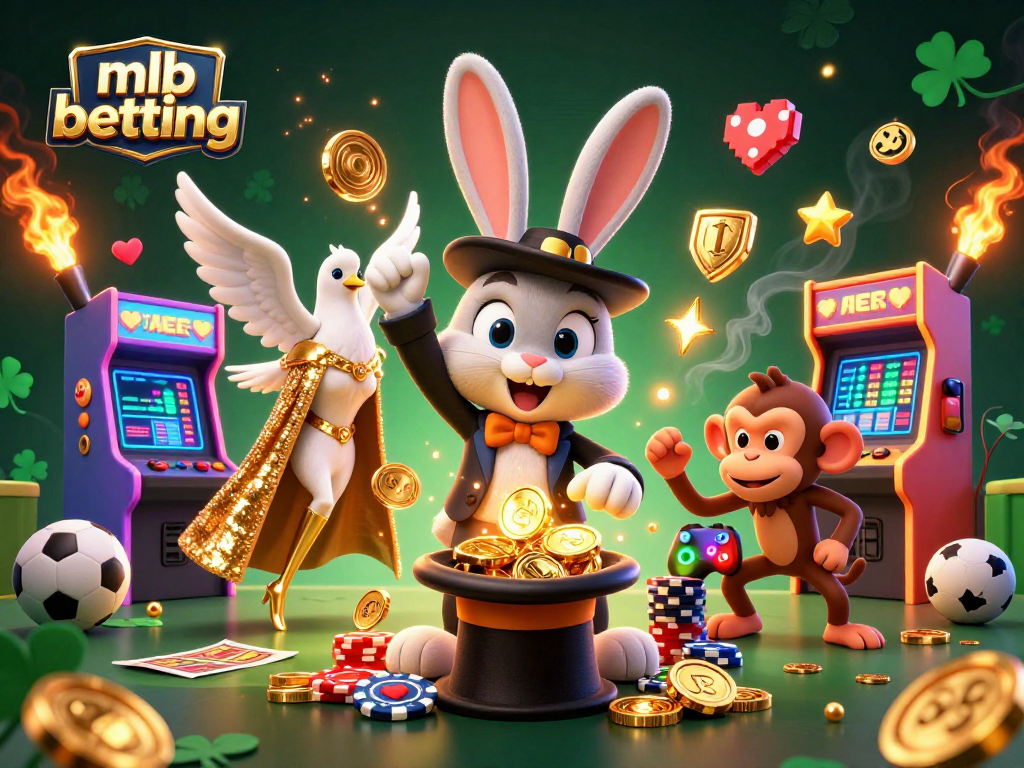 Experience mlb betting excitement with a cartoon magician, dove, and monkey in a dynamic scene.