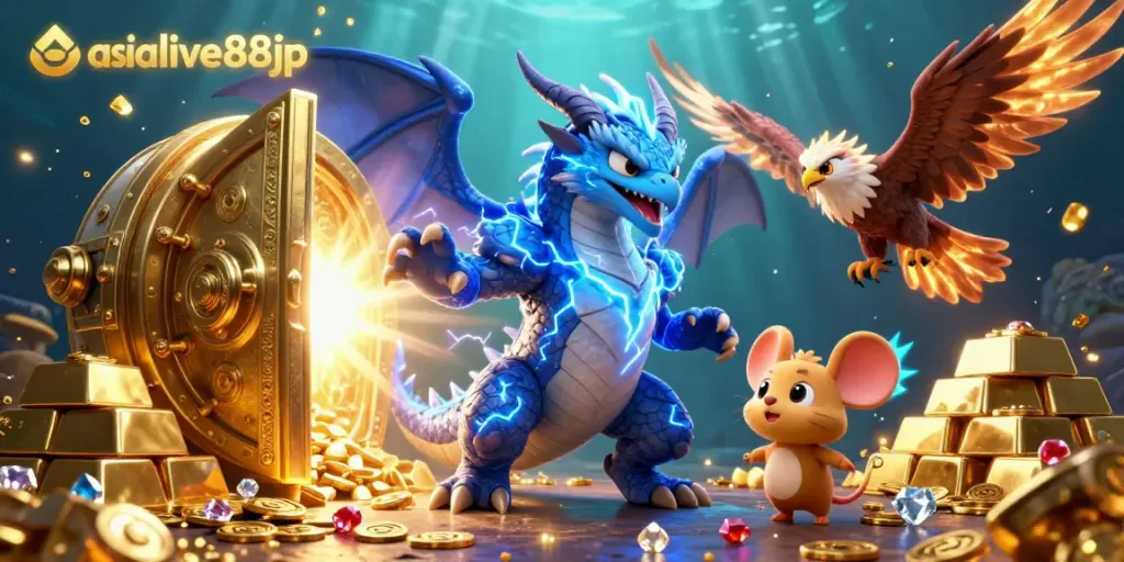 Experience the excitement of asialive88jp as a thunder dragon and hawk lead a treasure-filled adventure.