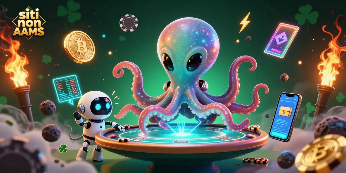 Gioca ai migliori siti non AAMS con un tavolo da poker olografico e monete crypto orbitanti.