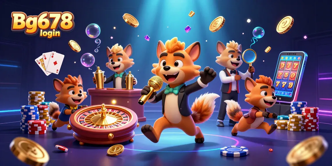 Join the excitement at Bg678 login with a lively 3D casino scene featuring hyenas in action.