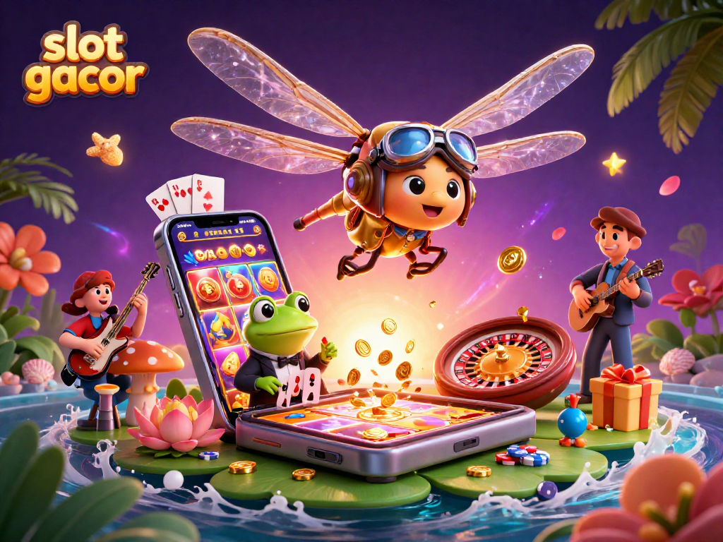 Experience thrilling slot gacor action in a vibrant 3D casino scene featuring engaging characters.