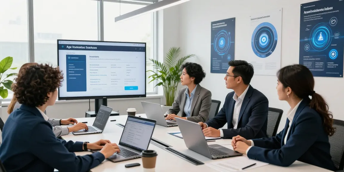 Age verification system discussion in a modern office focused on compliance and user experience.
