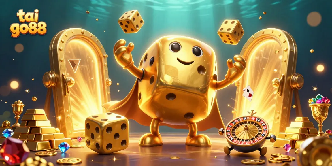 Experience thrilling gameplay with tai go88 featuring a golden dice golem and sparkling treasures.