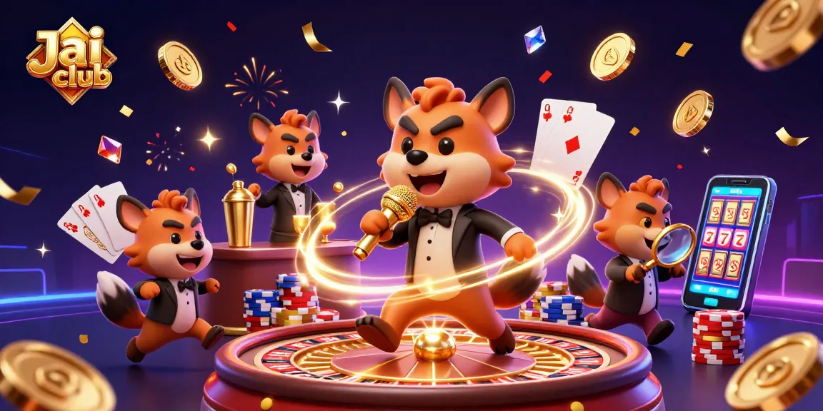 Enjoy a lively casino scene with Jai club's comic hyenas, perfect for exciting gaming adventures.