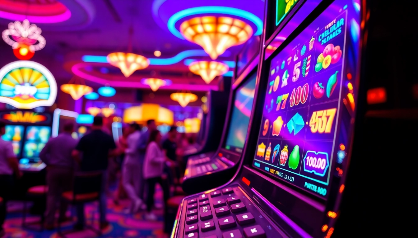 Menangkan slot777 dengan mesin slot yang ramai dan berwarna-warni di kasino.