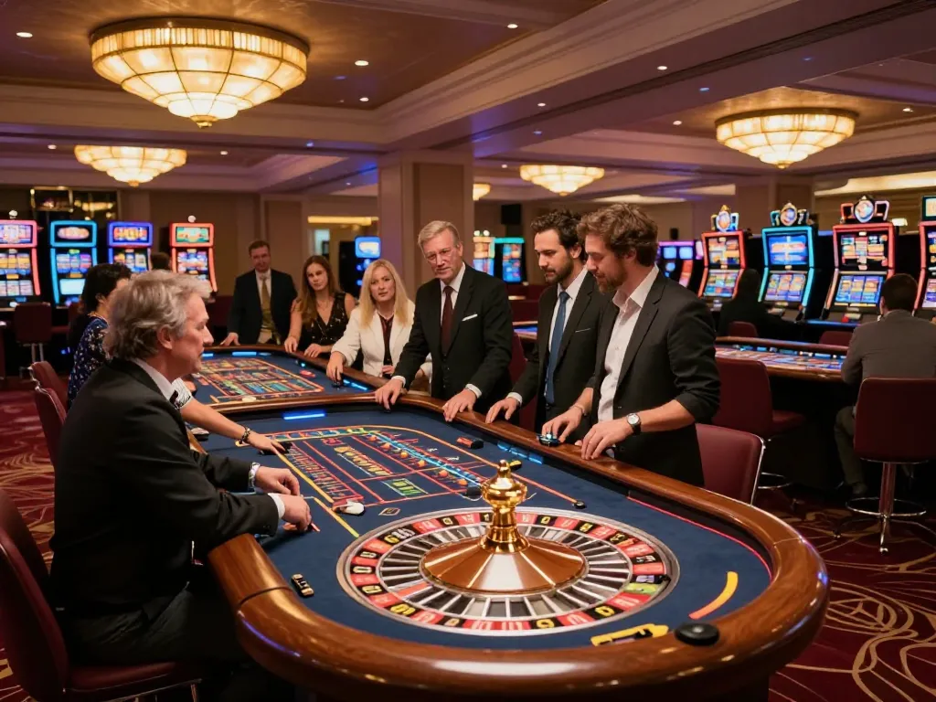 Players at TG88 casino excitedly watch the roulette wheel spin, capturing the thrill of gambling.