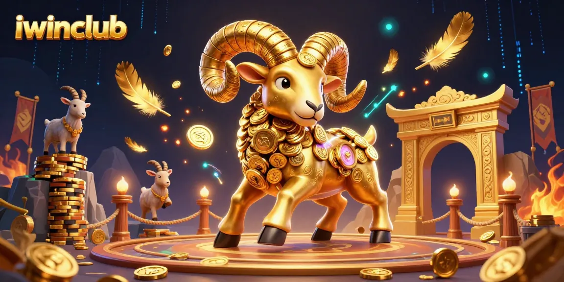 Experience thrilling action at iwinclub with a golden ram charging through a vibrant casino scene.