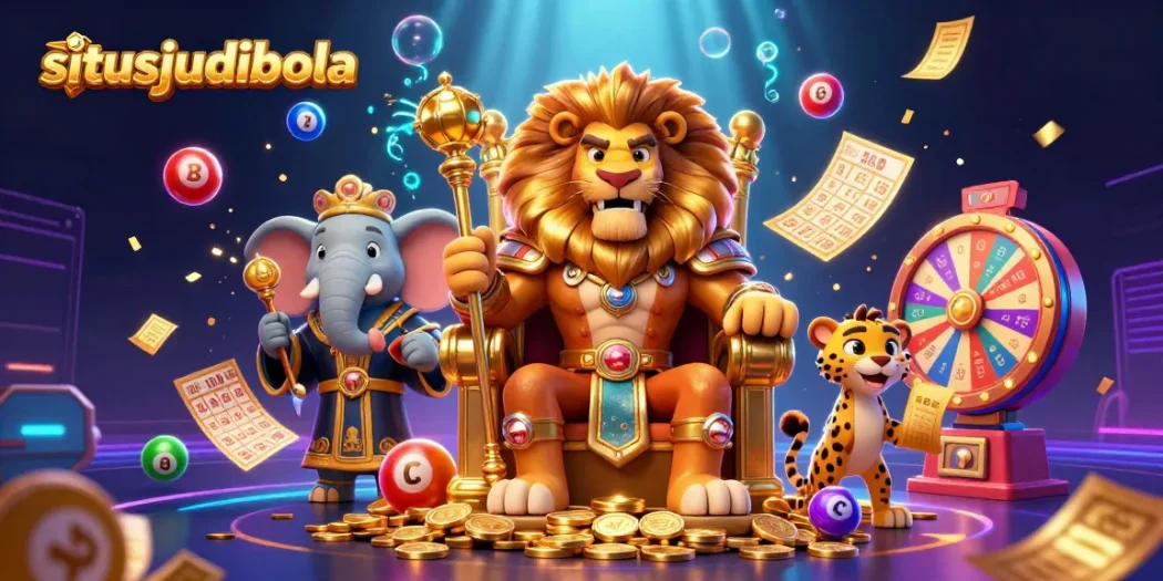 Situsjudibola showcases thrilling sports betting with vibrant lottery balls and dynamic elements.